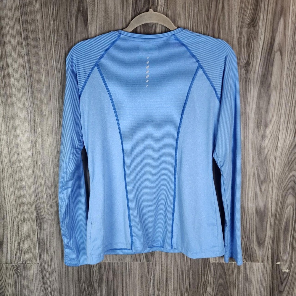 Columbia Womens Blue Micro Stripe Long Sleeve Active Shirt Scoop Neck Size Med - Picture 5 of 5